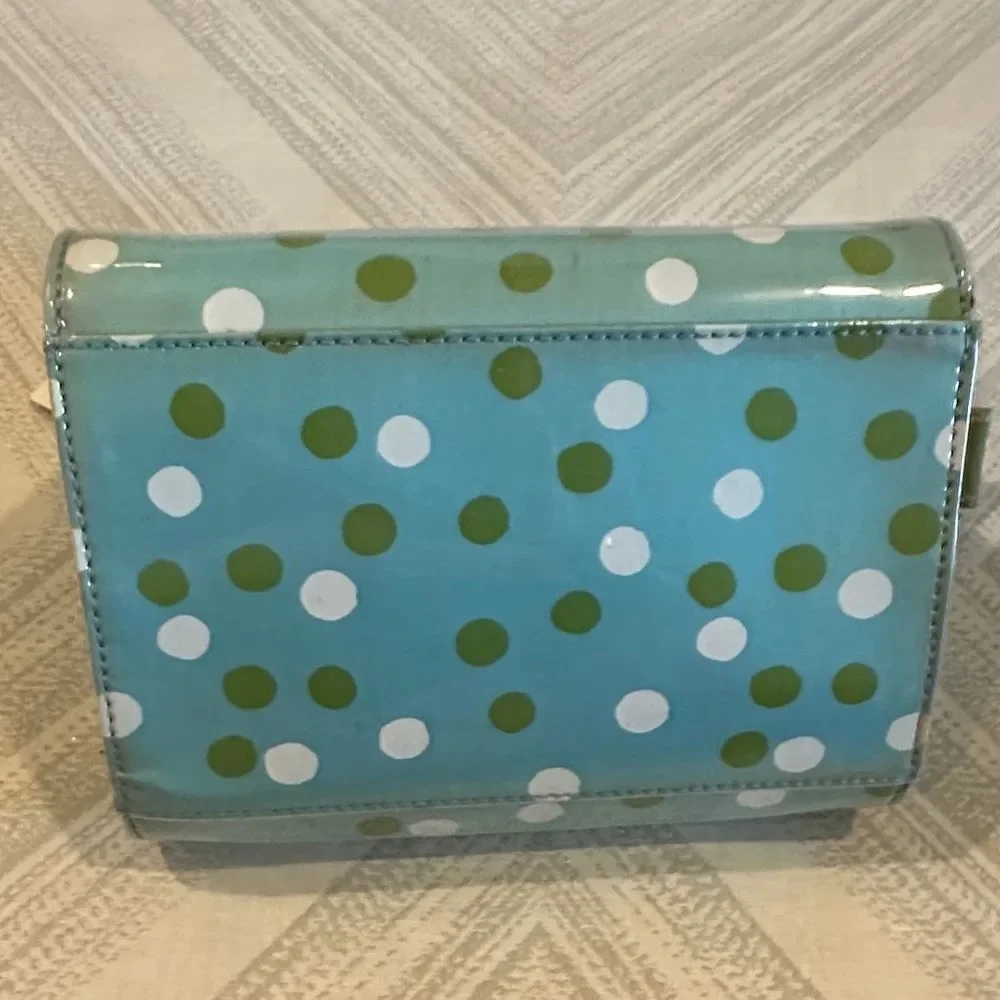 Kate Spade Blue and Green Polka Dot & Brown Striped Cosmetic Bags Set of Two